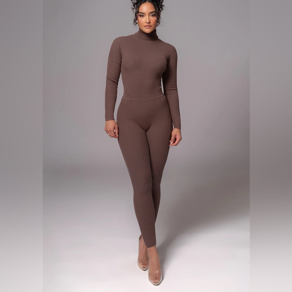 JLUXLABEL Chocolate Ribbed Jumpsuit